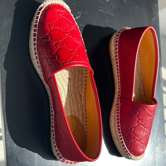 Gucci Red Leather Espadrilles - Picture 7 of 14